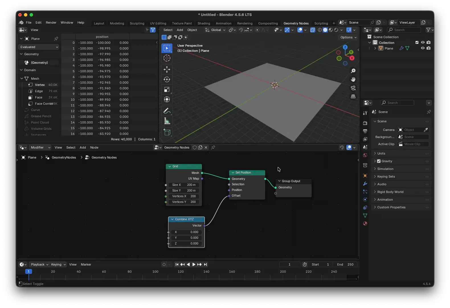 Combine XYZ node and Set Position node