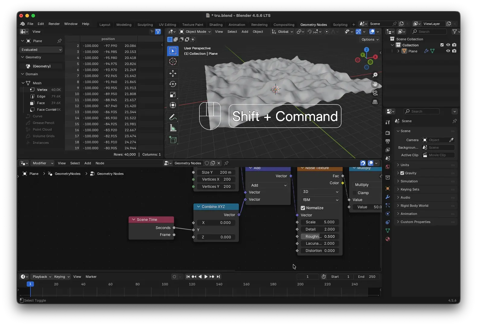 Scene Time node and Combine XYZ node
