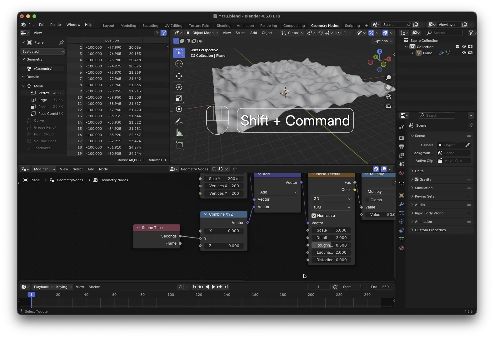 scene time节点与combine xyz节点