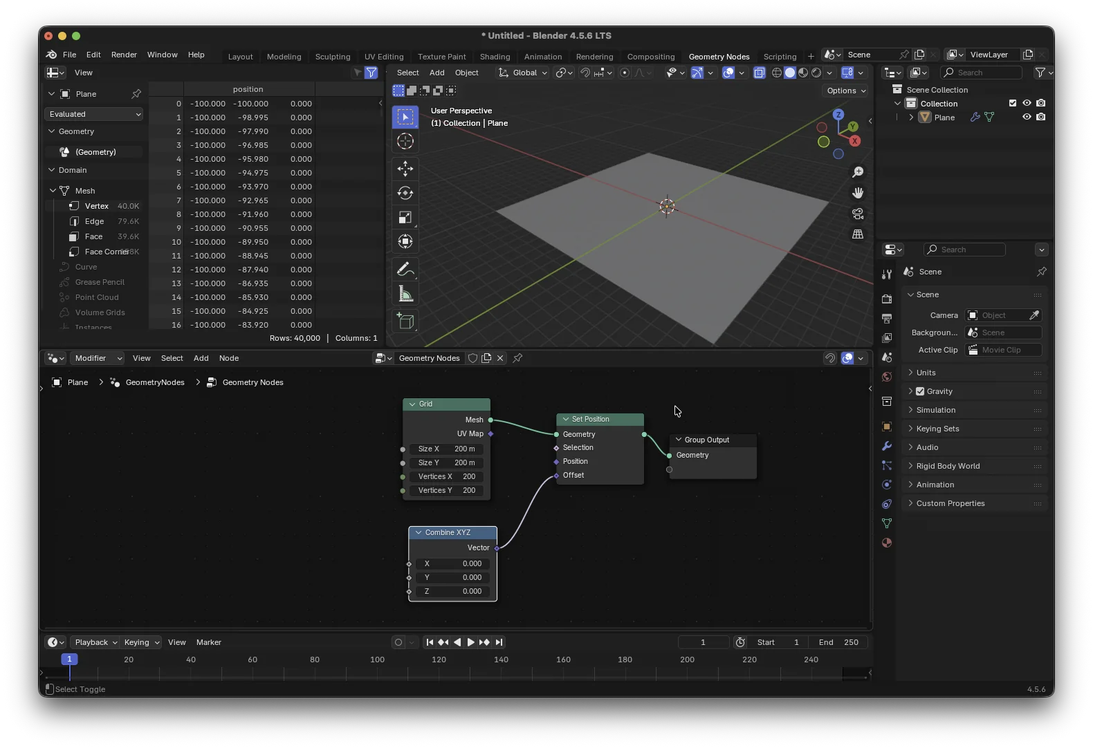 combine xyz节点与set position节点